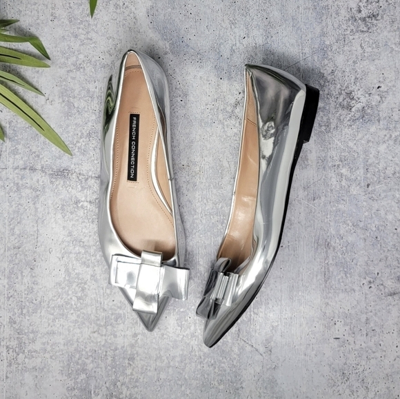 French Connection | Reflective Silver Flats Size 7 - Picture 1 of 9